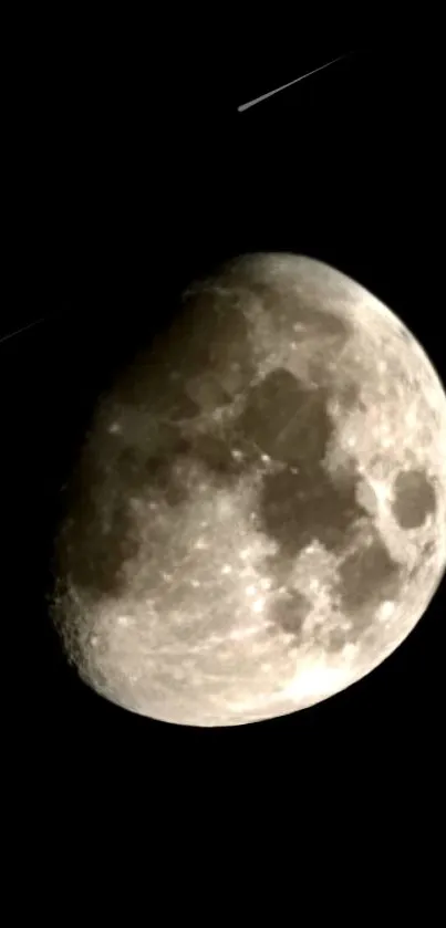 Moonlit night sky with a glowing moon on a dark background.