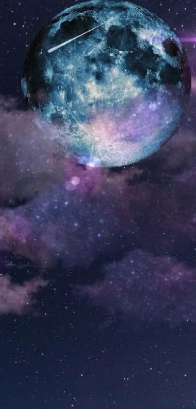 Mystical moonlit night sky mobile wallpaper.