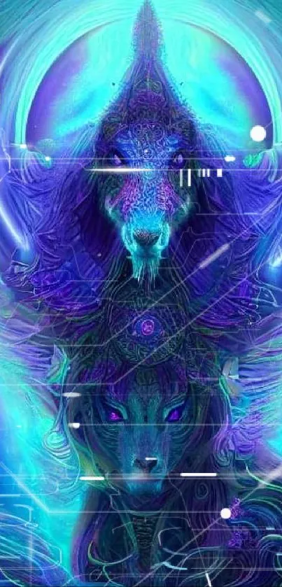 Vibrant neon mystical wallpaper featuring an animal design.