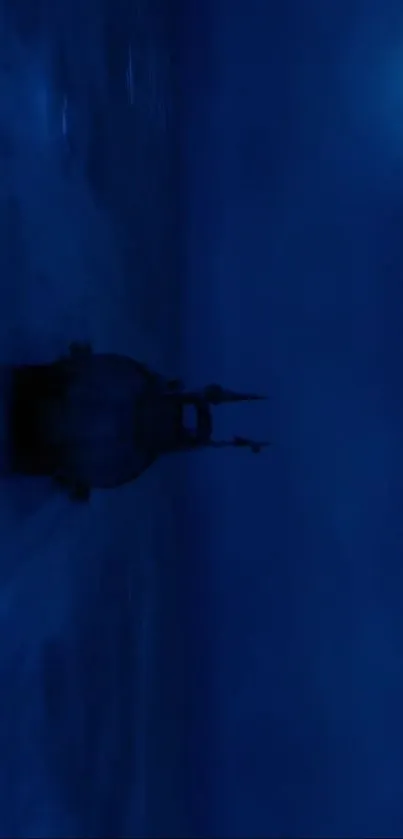 Mystical ocean vessel sailing at night under a dark blue sky.