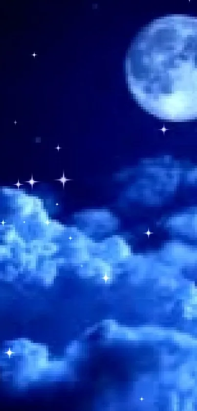 Mystical full moon above clouds in a night sky wallpaper.