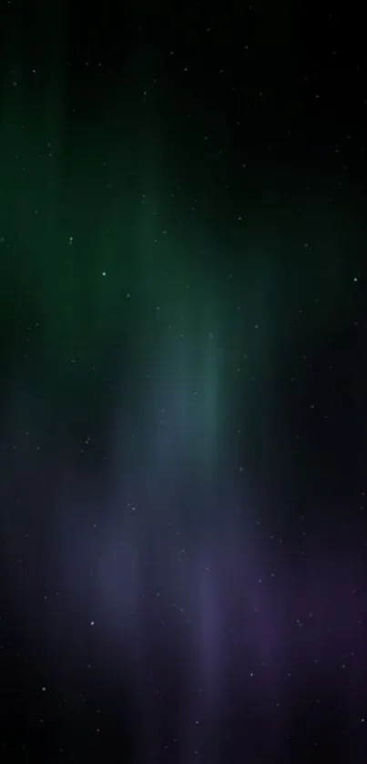 A mystical Northern Lights wallpaper featuring green and purple hues against a dark sky.