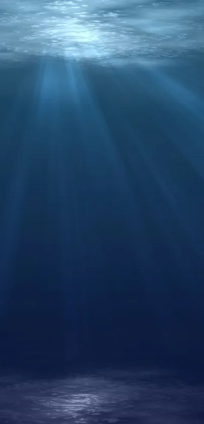 Mystical ocean depths with ethereal beams of light on a mobile wallpaper.