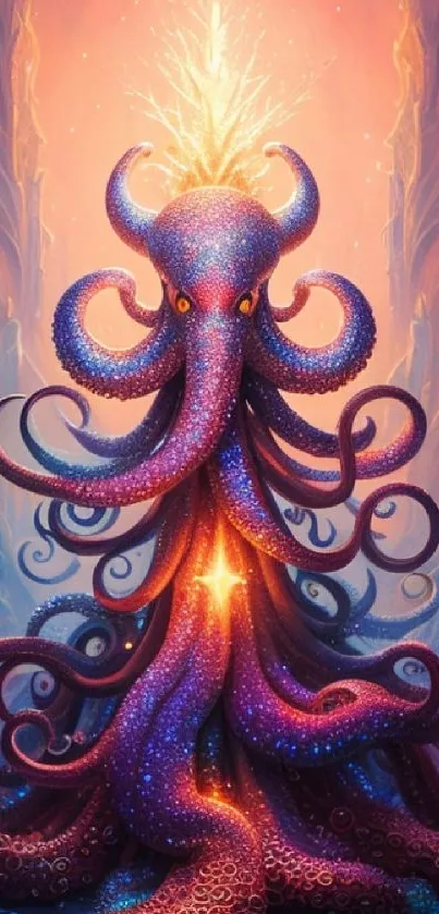 Mystical octopus with vibrant colors, perfect for fantasy wallpaper.