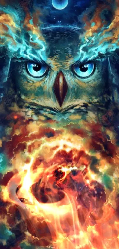 Mystical owl set in a vibrant cosmic galaxy theme, showcasing stellar art.