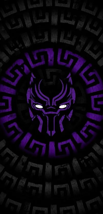 Black Panther-inspired wallpaper with purple geometric design.