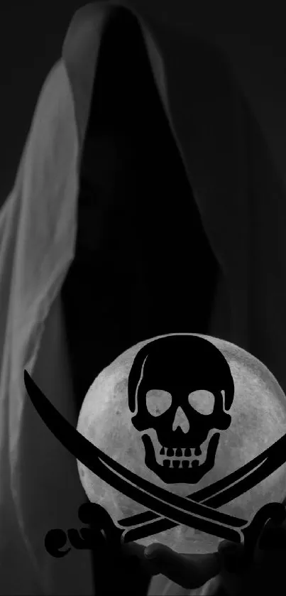 Mystical pirate skull glowing against a dark backdrop.