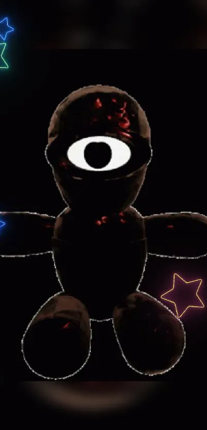 Mystical plush toy with glowing stars in dark mobile wallpaper.