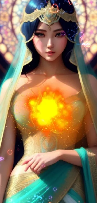 Fantasy artwork of a mystical princess with a glowing aura.