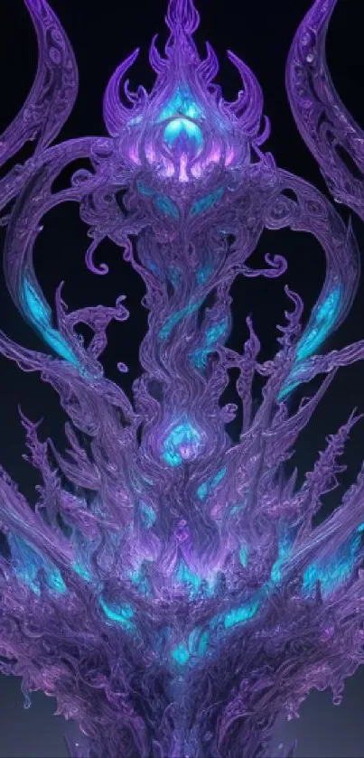 Mystical purple abstract fantasy art with swirling patterns and blue highlights.