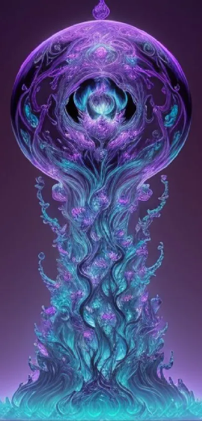 Mystical purple and teal abstract design mobile wallpaper.