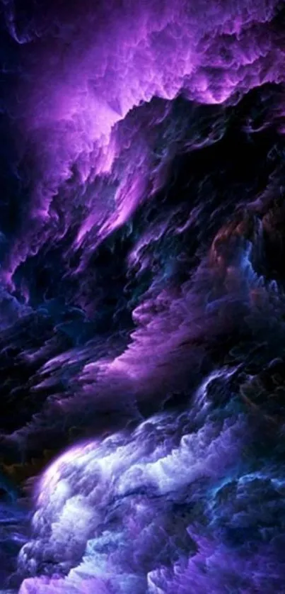 Mystical purple cloud wallpaper with swirling patterns.