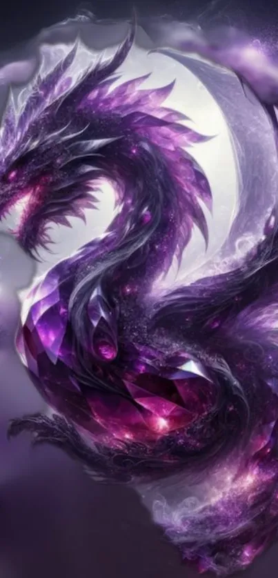 Purple dragon with mystical aura wallpaper.