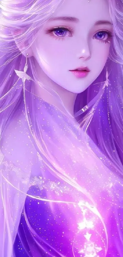 Mystical anime-style purple fantasy wallpaper.