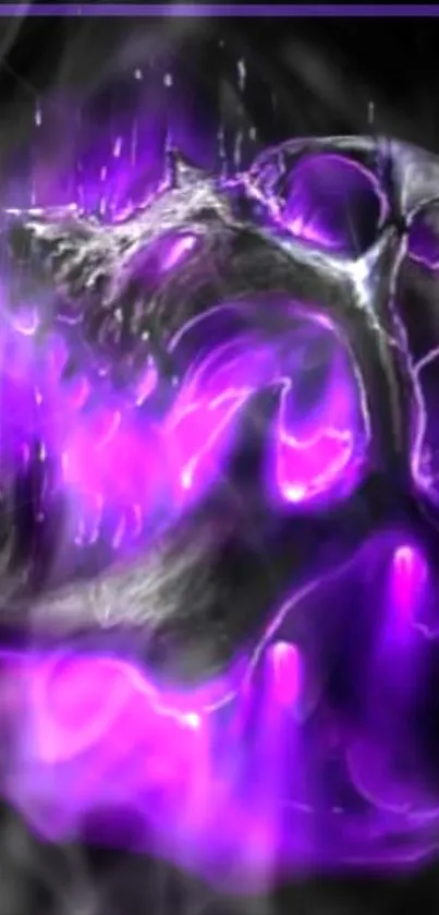 Mystical purple flames on a dark abstract background.