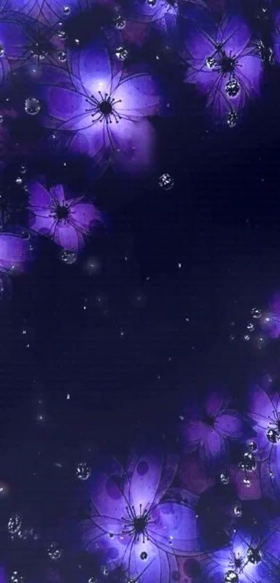 Purple flower wallpaper with a mystical, starry night theme.