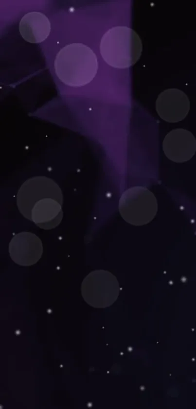 Abstract purple galaxy wallpaper with stars and shapes.