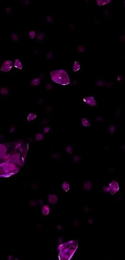 Purple gemstones on a black background