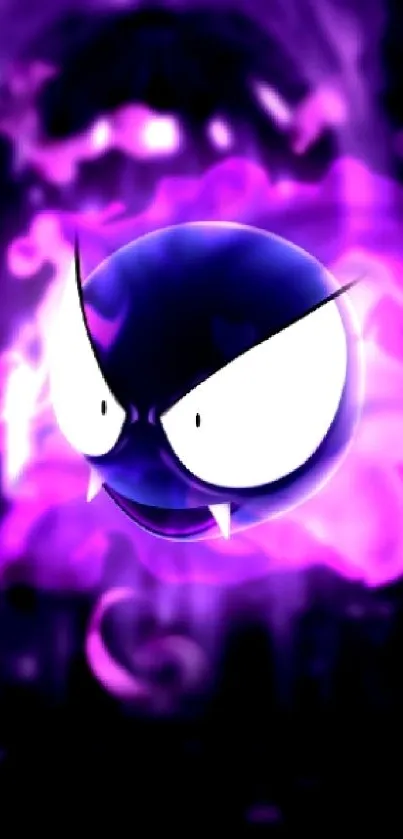 Mystical purple ghost with vivid colors on a dark background.