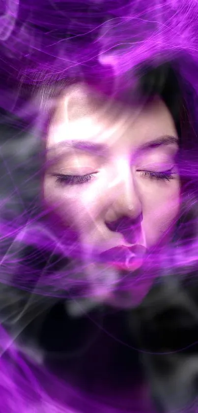 Mystical purple glow with light swirls and enchanting aura.