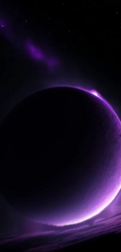 A captivating purple planet set in a cosmic background.