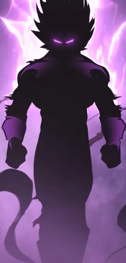 Silhouette with purple aura mobile wallpaper.