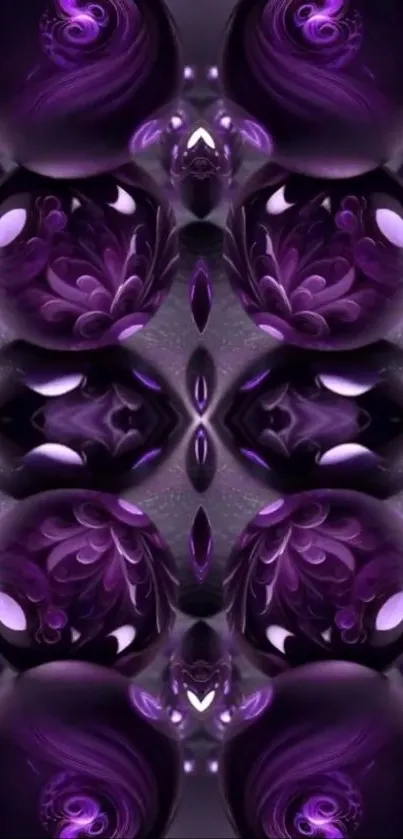 Abstract purple spheres with mystical design.