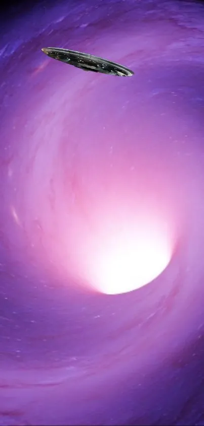 Mobile wallpaper of a mystical purple spiral galaxy.