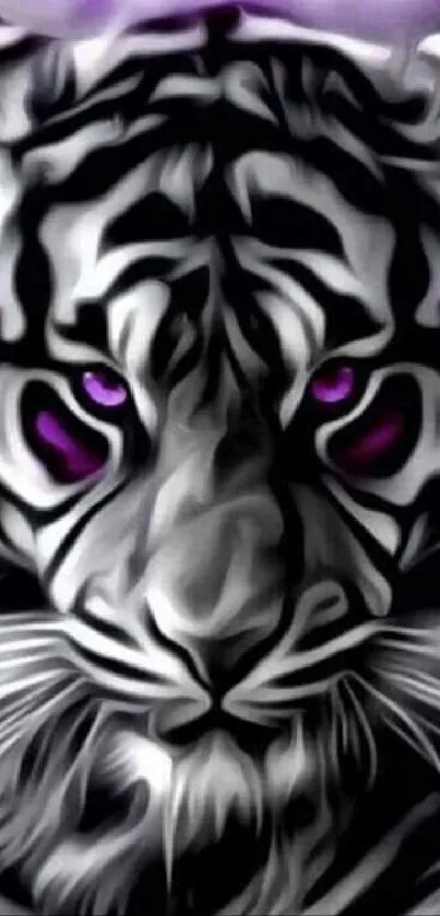 Artistic purple tiger with striking eyes.