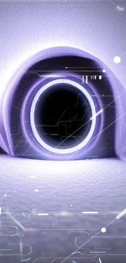 Abstract purple vortex mobile wallpaper with a mystical tunnel design.