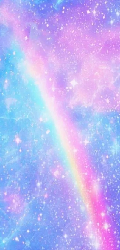 Mystical galaxy wallpaper with rainbow.