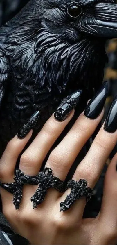 Mystical raven and gothic rings with dark aesthetic