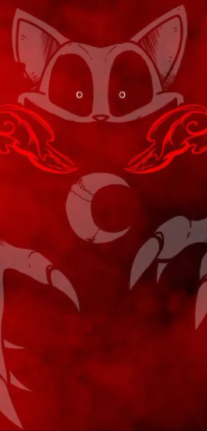 Red and mystical animal illustration wallpaper for mobile.