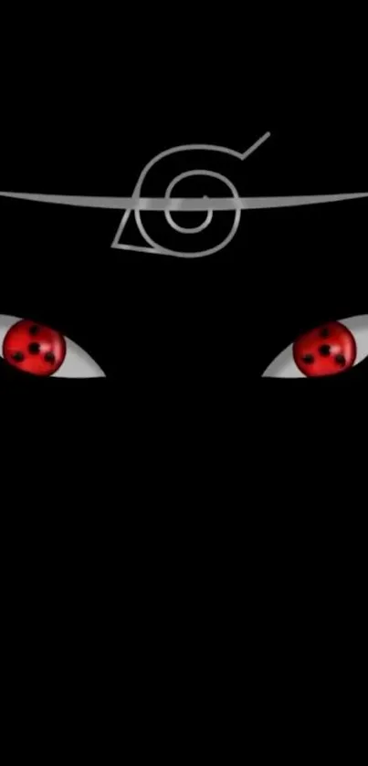 Wallpaper with mysterious red eyes on a black background, inspired by anime.