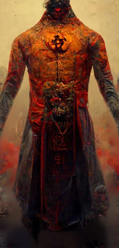 Mystical red warrior fantasy art wallpaper with dark and ethereal elements.