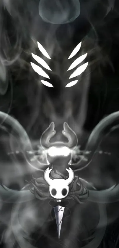 Mystical shadow creature design on dark mobile wallpaper.