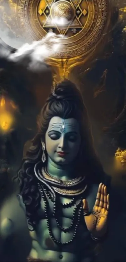 Divine Lord Shiva wallpaper with mystical elements.