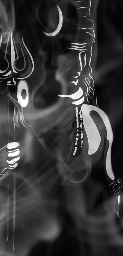 Black and grey Shiva silhouette artistic wallpaper.