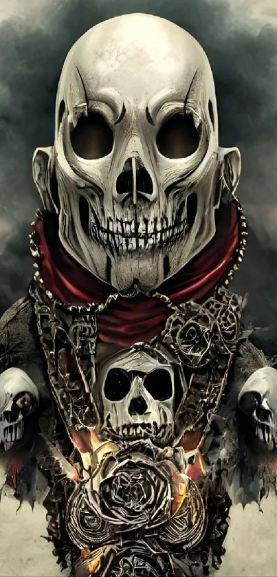 Dark gothic skull art with intricate patterns and rich contrasts.