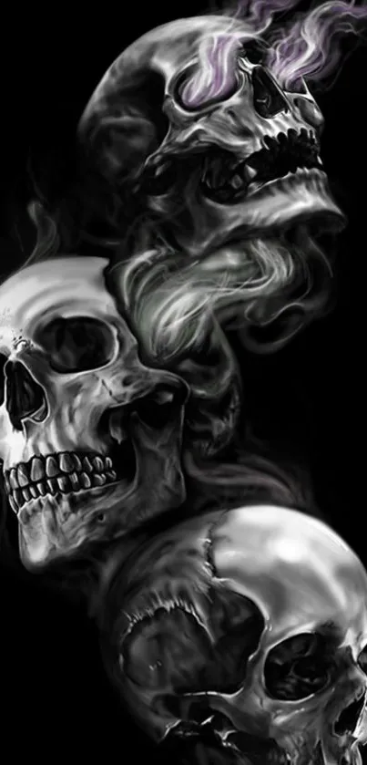 Mystical skull artwork with smoke on a dark background.