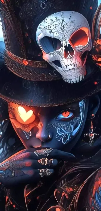 Mystical dark fantasy artwork featuring a skull and vivid colors.