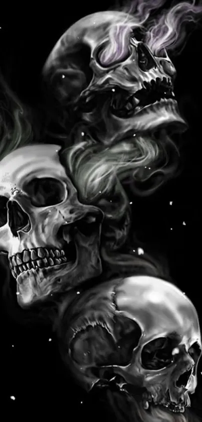 Mystical skulls mobile wallpaper with dark, gothic aesthetic.