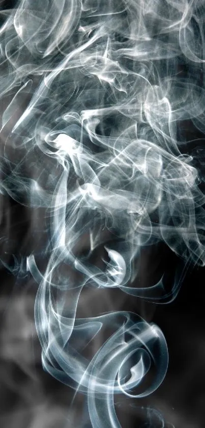 Mystical abstract smoke swirling on dark background wallpaper.