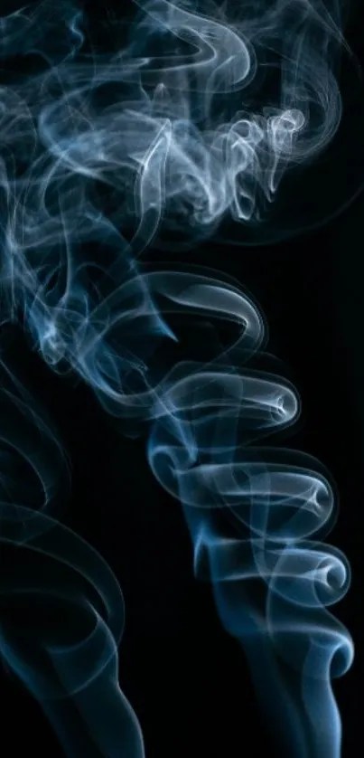 Mystical blue smoke lines on dark background.