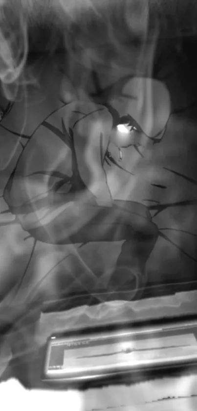 Anime character in smoke-themed art background.