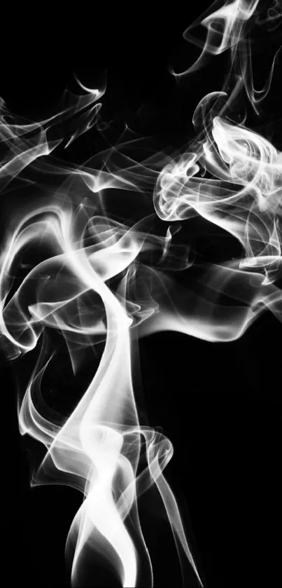 Abstract white smoke design on black background.