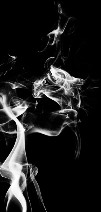 Mystical white smoke art on a black background for mobile wallpaper.