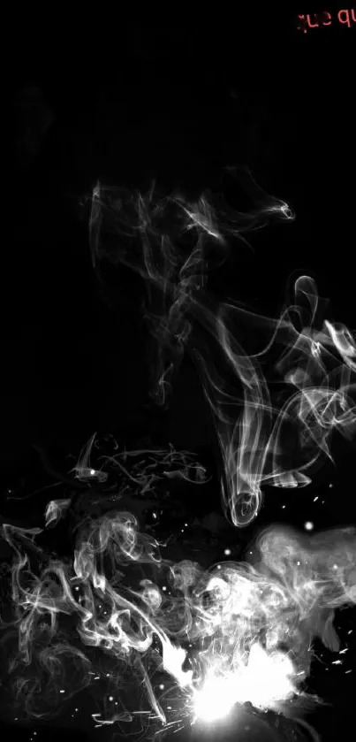 Abstract black and white smoke art wallpaper with a mystical design.