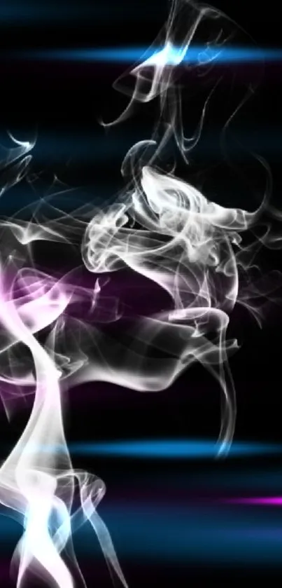 Abstract mystical smoke with purple and blue hues on black background.