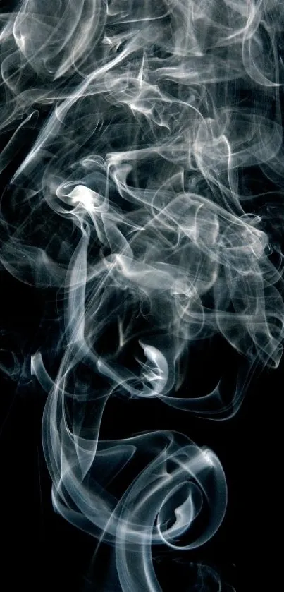 Intricate smoke art on black background for phone wallpaper.